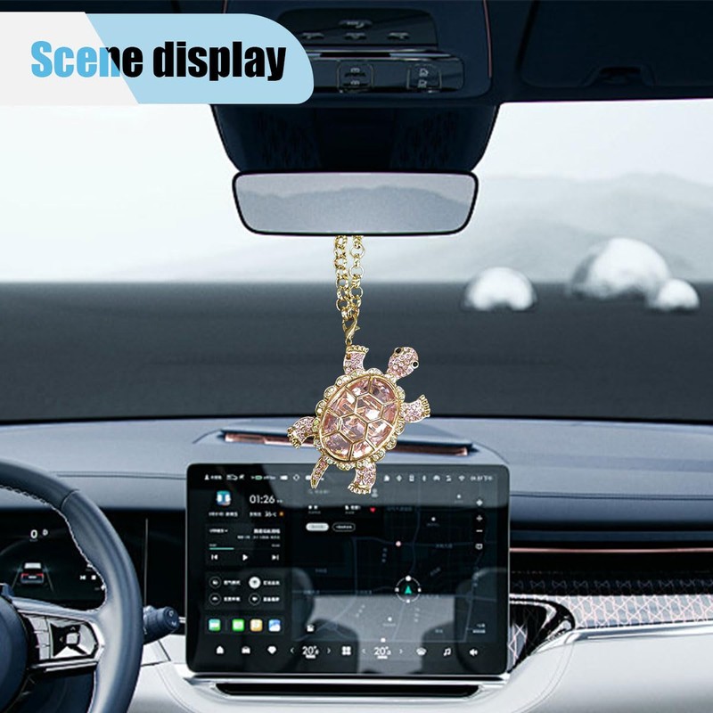 Crystal Diamond Turtle Car Pendant, Bling Funny Turtle Rear View