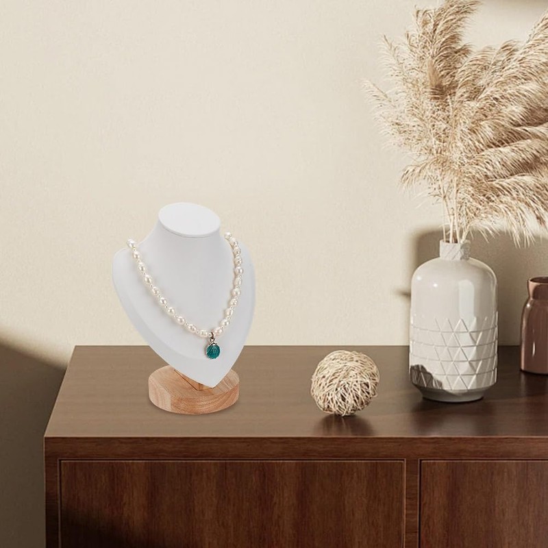 arricraft 1 Pcs Bust Necklace Display Stands, White PU Leather