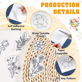JSRQT 6 Sheets Printable Embroidery Patterns, Blank Water Soluble Embroidery Stabilizer,Stick and Stitch Transfer Paper,Hand Embroidery Supplies for Hand & Machine Embroidery,8.3 x 11 Inches
