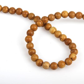 Gemstone Beads 8 mm Semi-Precious Stone Jewellery Beads Gemstone Round Pack of 30 Gemstones Beads with Hole for Threading (Wood Tip Stone)