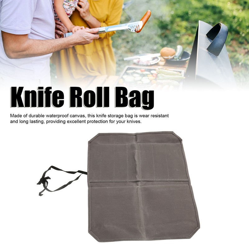 Knife Roll Knife Holder Bag Waxed Canvas 7 Slots Soft