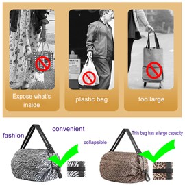 KAZETEC 2-Pack Foldable Shopping Bags - Reusable & Portable Grocery Bags with Reinforced Handles for Groceries, Picnic, Camping - Waterproof Travel Duffel Bag(15.7"x15.7")