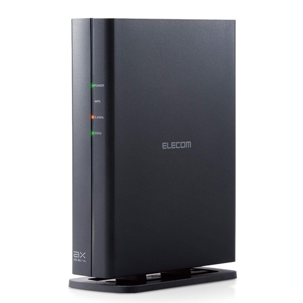 Elecom WRC-X1800GSA-B Wi-Fi 6 Wireless LAN Router, 11ax 1201+574Mbps, IPv6