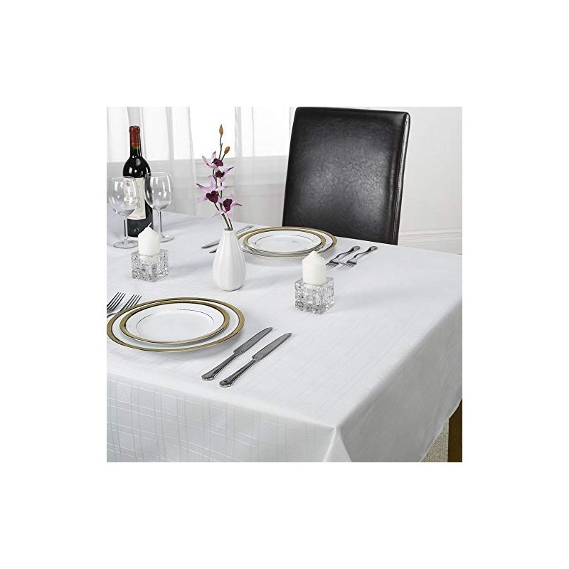 Emma Barclay Chequers - Jacquard Table Cloth in White -