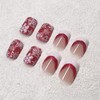 Jremg Christmas Press on Nails Short Square Fake Nails with