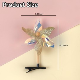 ASUNFO 30 Pcs Pinwheel Hair Clips Glitter Windmill Hair Barrettes Sequin Hairpin for Women