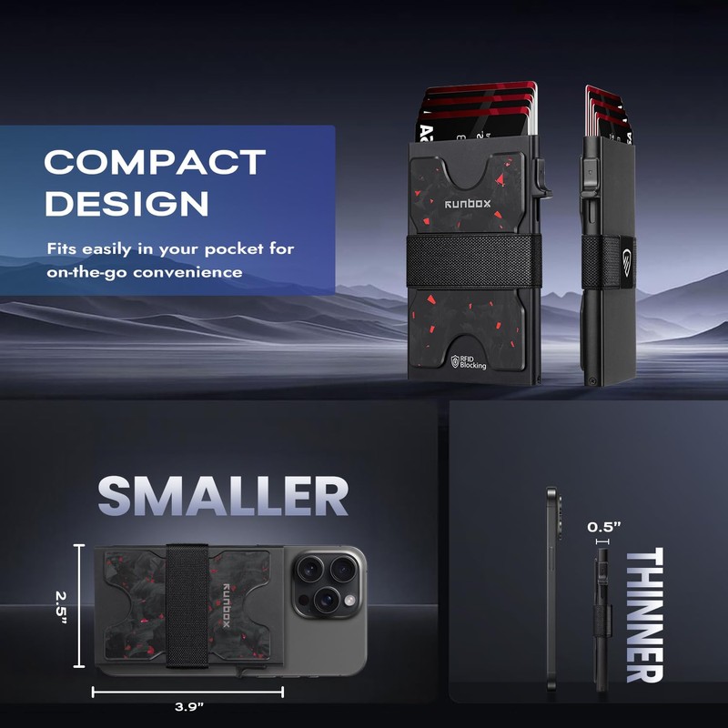 RUNBOX Slim Card Holder Wallet for Men, Minimalist RFID Blocking
