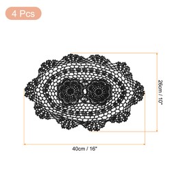 sourcing map 4 Pcs 17x11 Inch Handmade Crochet Doilies, Polyester Cotton Table Placemats Oval Table Crochet Placemats for Dining Table Kitchen Parties, Black