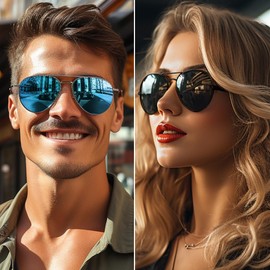 MAXJULI Aviator Big Sunglasses for Men and Women Polarized Classic Retro UV400 Protection Oversized Shades Silver+Gradient Gray