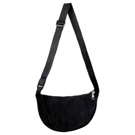 Dazzroi Corduroy Crescent Bag for Women, black