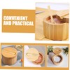 BIUDECO Round Wooden Seasoning Container Magnetic Lid Salt Box Kitchen