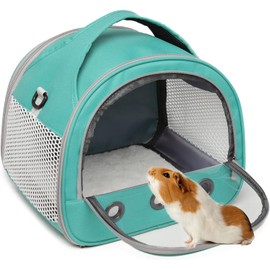 IDAHSOR Small Animal Carrier Bag - Guinea Pig Carrier Large Size,Portable Bag with Strap for Parrots Ferret Hedgehog Squirrel Chinchilla Sugar Glider, Breathable & Perspective (Blue)