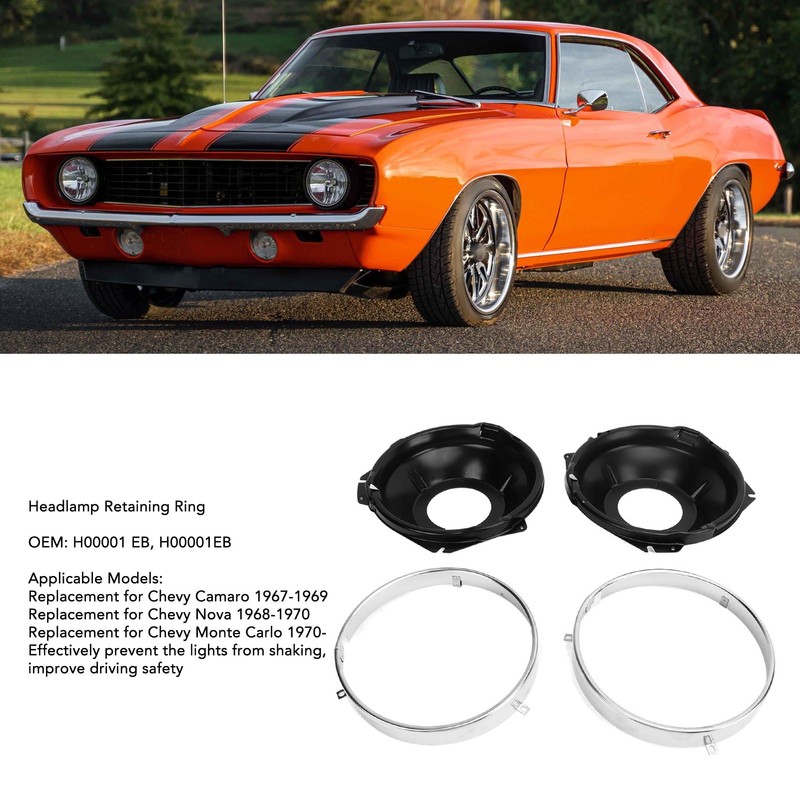 1 Pair Headlamp Retaining Ring H00001EB Headlight Ring Mounting Bucket