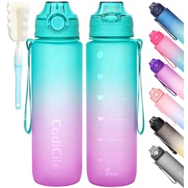 CodiCile Sports Water Bottle, 1 Litre, BPA-Free Tritan Water Bottle with Lid and Leak-Proof, Suitable for Gym, School, Cycling, Outdoor, Sports, Fitness