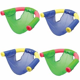 SwimWays Pool Noodle Sling Mesh Chairs, 4 Pack Set (2 Blue , 2 Green)