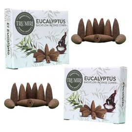 TRUMIRI Eucalyptus Backflow Incense Cones - Total 20 Incense Cones Waterfall - Dual Pack of 10 Incense Backflow Cones - Waterfall Incense Cones - Incense Waterfall Cones