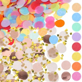 Confetti Wedding, Confetti Birthday, 100 g Multicoloured Confetti, 2.5 cm Round Confetti Colourful, Suitable for Birthday Parties, Weddings, Christmas Decorations (Mixed Colour + Pink)