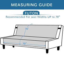 H.VERSAILTEX Reversible Futon Slipcover Water Repellent Futon Cover Seat Width Up to 70" Washable Furniture Protector 2" Elastic Strap Anti-Slip Futon Cover for Dogs (Futon, Khaki/Beige)