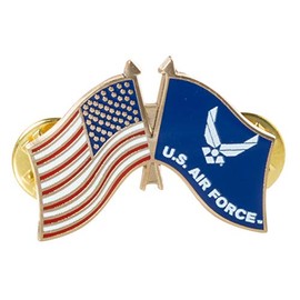 United States Flag Crossed with Blue Air Force Flag USAF 1" Lapel Pin