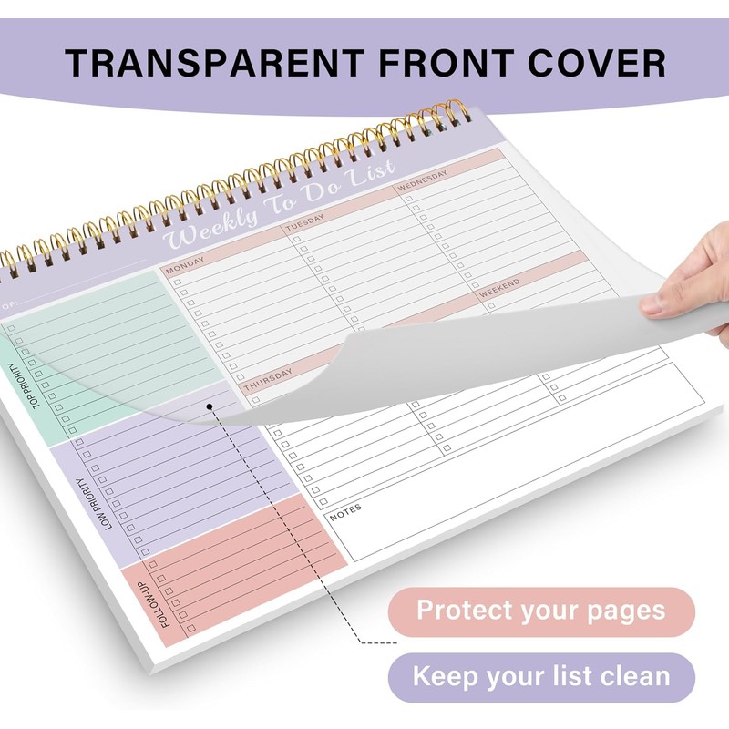Weekly To Do List Notepad with 52 Undated Sheets（8.5"×11"）- Undated
