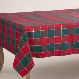 SARO LIFESTYLE Royal de Noel Plaid Design Holiday Table Décor, 65" x 90", Red/Green