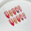 Flower Press on Nails Handmade Long Almond Muti-Layer Gel French