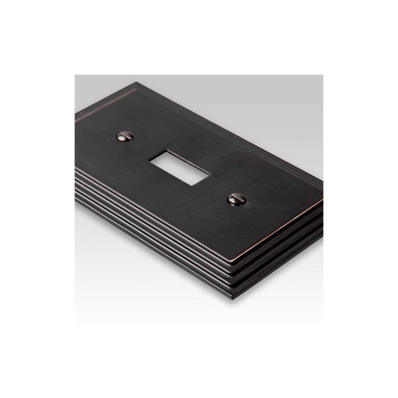 AMERELLE 84DVB Steps Single Duplex Cast Metal Wallplate in Aged