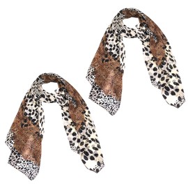 2 Pieces Women's Chiffon Scarf for Spring Thin Scarf Soft Leopard Print Scarves, Elegant Neckerchief Women's Scarf High Quality Women's Scarf Made of Polyester Suitable for All Seasons, brown