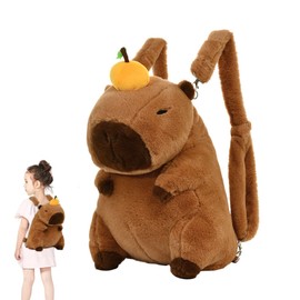 MeYuxg Capybara Backpack, 30 cm Capybara Cuddly Toy Backpacks, Cute Capybara Bag with Shoulder Straps, Khaki Plush Backpack, Suitable for Parties, School, Comic Exhibitions, a, 30