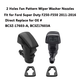 BC3Z-17603-A Premium Wiper Washer Nozzles Fit for Ford Super Duty F250-F550 2011 2012 2013 2014 2015 2016 | Windshield Washer Fluid Jet Nozzle | Easy to Install | 2 Pack, Ref BC3Z17603A