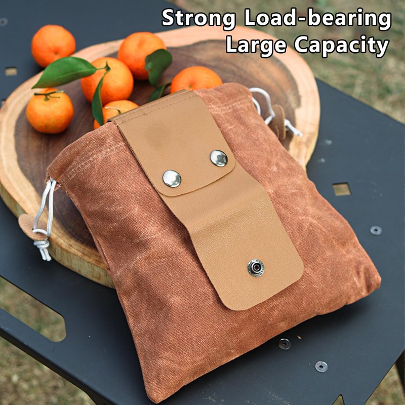 Roczential Foldable Canvas Belt Bag, 2024 Collapsible Foraging Bag Mushroom