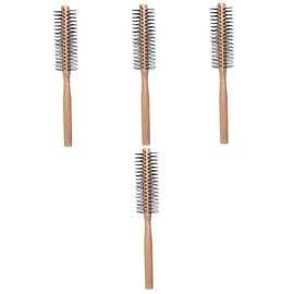 FRCOLOR 4pcs Wooden Round Brush for Men Hair Comb Blowdry Brush Smoothing Slick Hair Detangling