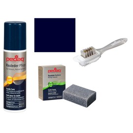 Pedag Suede Cleaner and Textile Color Restorer, 3 pc Cleaning and Care Kit for Shoes and Boots, Made in Germany, Navy Blue