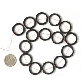 Natural 28mm Hematite Hollow Circle Flat Round Ring Shape Donut Beads Strand 16 Inch for Jewelry Making