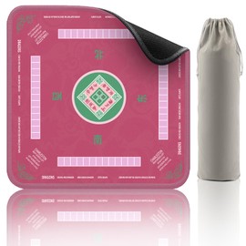 2F22E Mahjong Mat, Noise Reduction Non-Slip Mahjong Mat for Table, 32.4 * 32.4 Inch Mahjong Table Mat for Poker, Board Games Table Mat, Card Games, Tile Games, Dominoes (Pink)