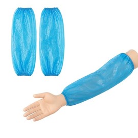 Pack of 100 Polyethylene Sleeve Protectors, Durable and Waterproof with Double Elastic, for Work and Home Use, 16 x 40 cm, Blue