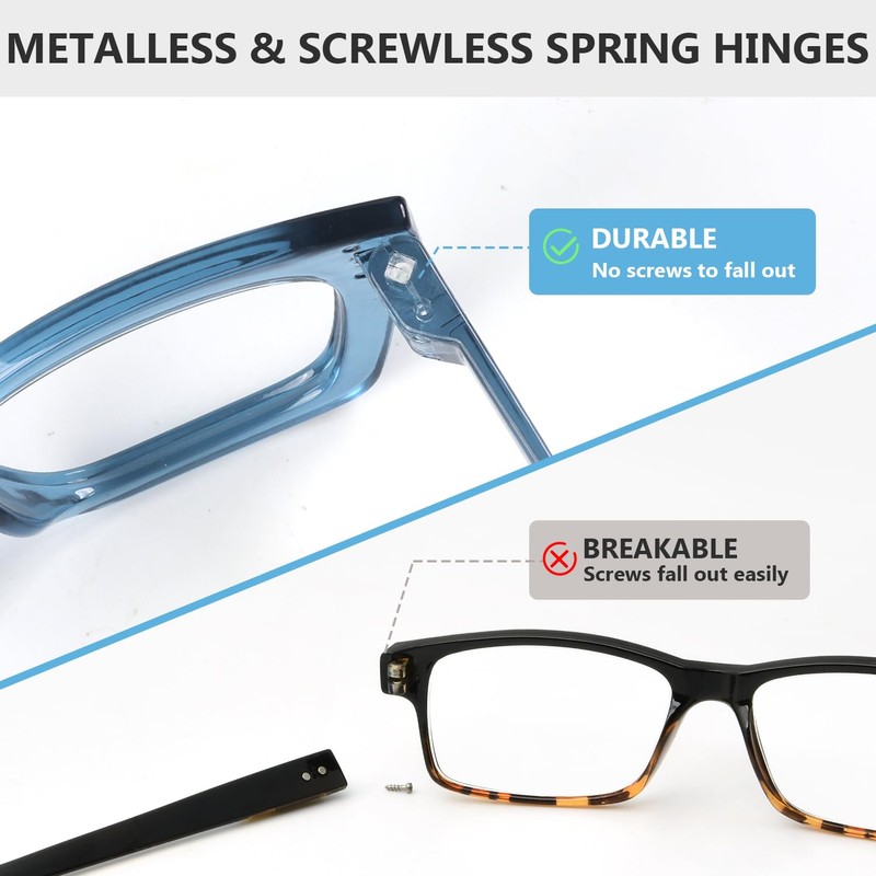 Eyekepper Reading Glasses Metalless Screwless Spring Hinges Cat-Eye 6 Pack