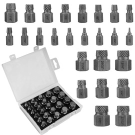 SOLLON 25-Piece Screw Extractor Set Professional Left Extractor Set Screw Extractor with Carry Bag for Removing Broken Bolts Screws (Transparent Colour)
