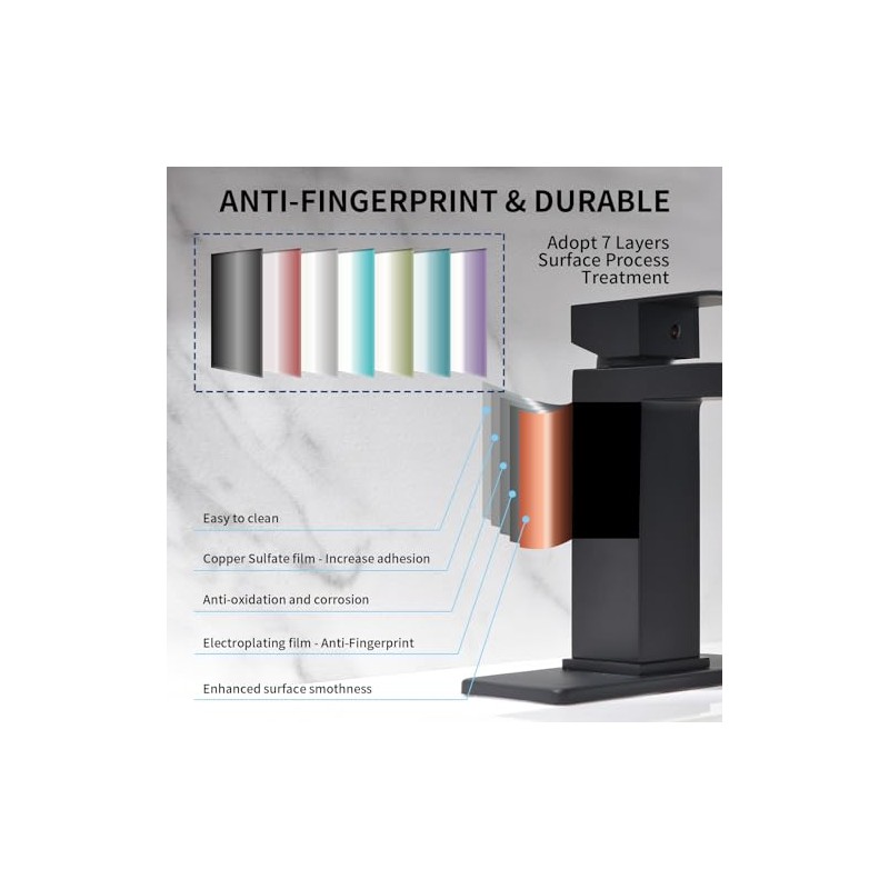 Waterfall Bathroom Faucet Black - Single Handle Bathroom Sink Faucets