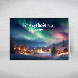 Sister Christmas Card, A5 Size Special Christmas Card for Sister, Female Relative, Luxury Christmas Greeting Cards with a Beautiful Christmas Greetings Verse Inside: Snowy Village Christmas Card