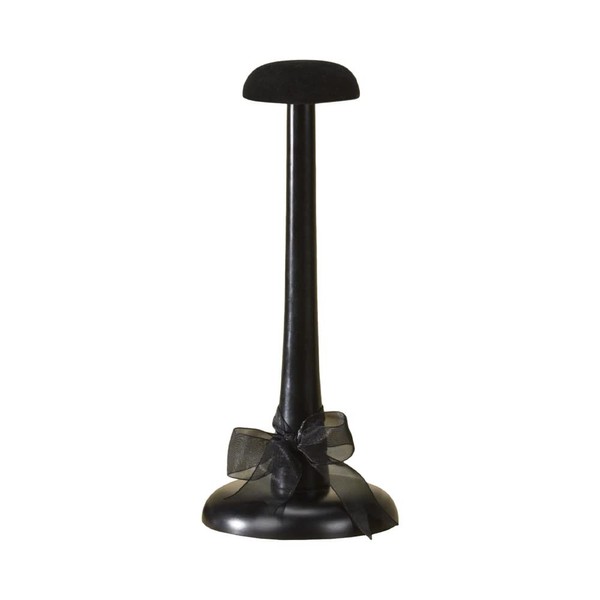 TRIPAR 11 Inch Black Wooden Hat Stand with Velour Top