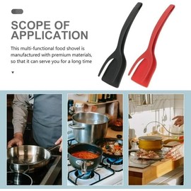 2 in 1 Grip and Flip Spatula Tongs, Egg Flipper Tong, Non-Stick Egg Turners, Pancake Fish French Toast Omelet Making Home Kitchen Cooking Tools (Red 1pcs)