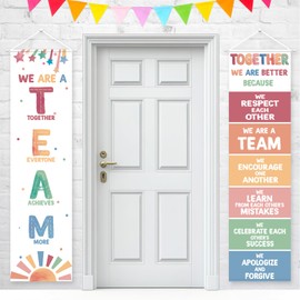 2 PCS Classroom Team Banners Back to School Decorations Motivational Teamwork Bulletin Board for Class Teachers Positive Banner of Kindergarten Elementary Middle Bulletin Board Wall Door Decorations