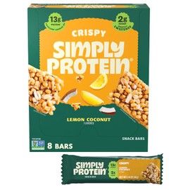 SimplyProtein Crispy Bar Singles (Lemon). Barras limpias y ligeras crujientes con proteínas vegetales