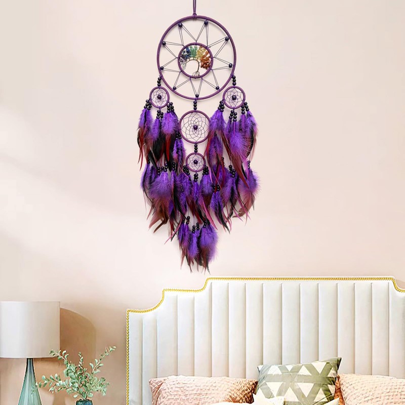 RAGKUU Purple Large Dream Catcher with Tree of Life