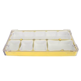 Watch Parts Storage Box Stackable 5 Compartments Acrylic Rubber Watch Tools Storage Container for Repair Work Craft Yellow