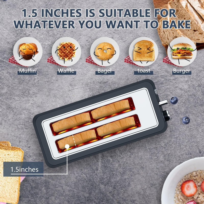 Plum chef 4-Slice Toaster, Extra Wide Long SIot Toaster, 6
