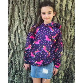 Ahegao Little Girls Pink Flower Hoodies for Kids 3D Printed Purple Pullover Sweatshirts With Big Pocket 3 4 5 6 Years Old Boys Casual Horse Sports Shirt Sweater Children Winter Hoody Clothes