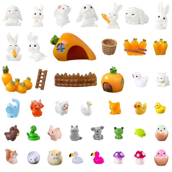 TUGHJXY 42PCS Mini Resin Animals Set - Mini Resin Miniature