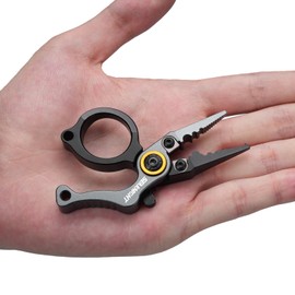 Seaknight Mini Fishing Pliers SK007 79mm Portable 28g Ultralight Multifunctional Fishing Tool Line Cutter Hook Remover Aluminum Alloy Fishing Pilers Fishing Accessories (Black)